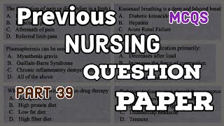 Most repeated nursing MCQs from previous nursing question papers for 2023 staff nurse exam