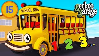 Counting With A School Bus | Gecko's Garage | Educational Videos For Toddlers | Buses For Children