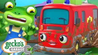 Dirty Muddy Fire Truck｜Gecko's Garage｜Funny Cartoon For Kids｜Learning Videos For Toddlers