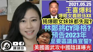 王喜爆料爆眼女義眼係XX的？爆眼女妹妹都失蹤，曾代收黑金煽黑暴？林鄭將CY由領導人降格KOL，包庇官員及衰議員，預告2023至宣誓？美國圖核攻中國，終極陰謀公開！｜陳穎欣｜2021.05.25