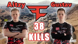 Faze Aitzy \u0026 Gustav - 38 KILLS - M416+Mini14 - DUO vs SQUADS - PUBG