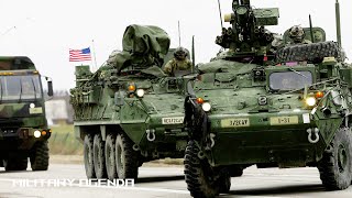 25 US Military Stryker vehicles Cross the Ukrainian Border line