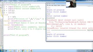 197 Python Single try with multiple except block Python Programming Tutorial for beginner to advance