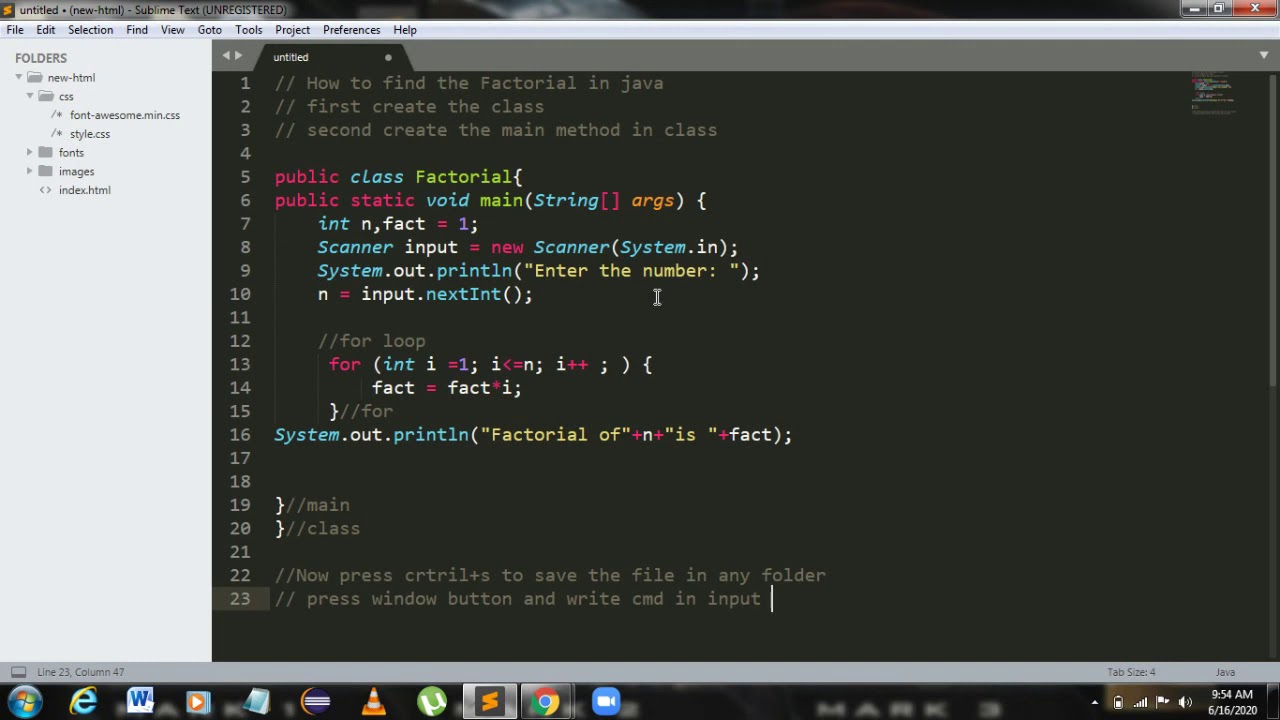 Java Program To Calculate Factorial Of A Number Java Factorial Program
