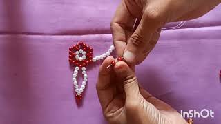 Motyache phool beaded flower tutorial #colourfulrangolis #diycrafts #craft #motiwork #simplerangoli