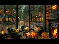 Stress Relief with Relaxing Jazz 🌧️ Cozy Spring Cafe Ambience & Soft Rain Sounds for Study & Focus
