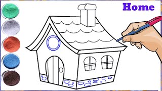 learn how to draw & paint house | painting, drawing, coloring for children