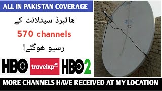 570 channels with the help of 6 feet dish antenna of Hotbird 13e satellite in Sehwan Sharif, Sindh.