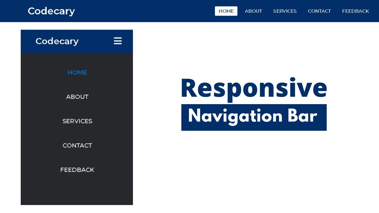 Responsive Navigation Menu Bar Using HTML & CSS | CSS Responsive Navbar ...