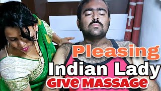 Pleasing Head Massage in Indian beauty parlour by Indian lady barber - ASMR Head massage
