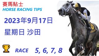 🏆「賽馬貼士」🐴2023年 9 月 17 日💰 星期日  😁 沙田   香港賽馬貼士💪 HONG KONG HORSE RACING TIPS🏆 RACE   5  6  7  8      😁