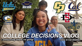 COLLEGE DECISIONS REACTIONS VLOG + announcing where i'm going to college | UCs a