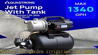 Aquastrong 1.6HP Shallow Well Pump with Pressure Tank, 1320GPH, 115V, Stainless Steel Irrigation Pu