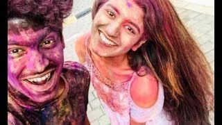 Viral Video : Priya Prakash Varrier and Roshan Abdul Rahoof celebrate Holi