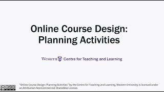 Online Course Design Activities