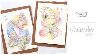 Watercolor ink and wash cards for any ocassion - easy for beginners