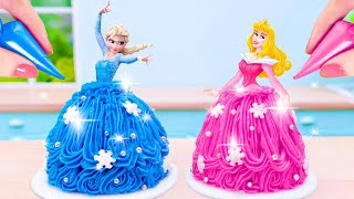 💕Beautiful Elsa and Aurora Princess Cake 💕Rezept für Miniatur-Prinzessinnenkuchen vom Tiny Chef 💕