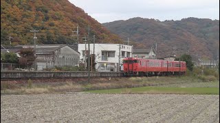 キハ47　タラコ色　岡山行き　普通列車　　備前原駅を後にする　2024/12/01　日曜日撮影　【JR津山線】