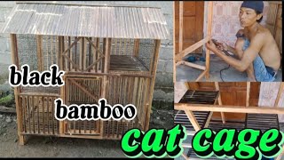 membuat kandang kucing. (black bamboo cat cage)