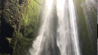 Carla at the hidden falls at Seljalandsfoss.