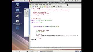 Hello.java on a LINUX system running emacs