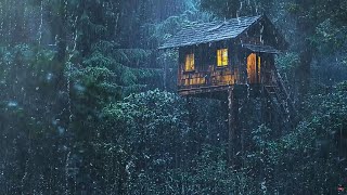 Rain without Thunder in Misty Forest for Deep Sleep - Sleep and Rest