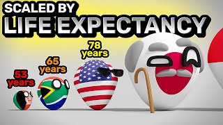 COUNTRIES SCALED BY LIFE EXPECTANCY | Countryballs Animation