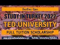 Study In Turkey: Ted University scholarship for international students