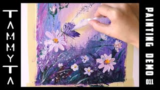 ABSTRACT Floral and Butterfly Painting Demo | Acrylic | Palette Knife | Easy for Beginners |Relaxing