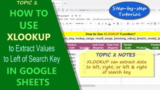 Google Sheets | XLOOKUP | Function | Get Data to Left of Search Key | Example | Spreadsheet Tutorial