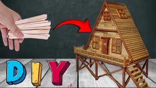 How to make ice cream stick  house /popsicle sticks miniature house/miniature house making tutorial