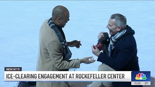 Man clears Rockefeller Center ice rink for epic proposal | NBC New York