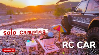 A Girl Solo camping with RC Car Crossrc Emo x2 scale 1/8 Explore rocky mountains alone