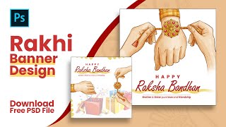 Raksha Bandhan Festival Social Media Post Banner Design in Hindi | Social Media Post in Photoshop cc