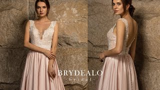 Style 2Q047 | Pink Plunging Lace Taffeta A-line Wedding Dress