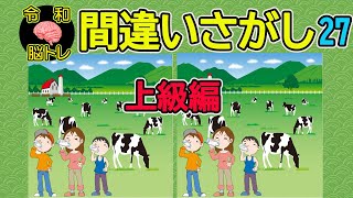 【間違いさがし27】本日は上級編。普段よりかなり難しいです。令和の脳トレで認知症を予防しよう！100秒以内に4つの間違いを探してね。【spot the difference】