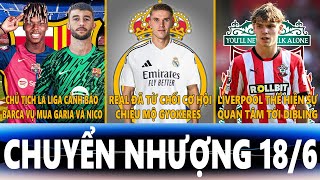 CHUYỂN NHƯỢNG 18/6 | CHỦ TỊCH LA LIGA CẢNH BÁO BARCA, REAL TỪ CHỐI GYOKERES, LIVER QUAN TÂM DIBLING