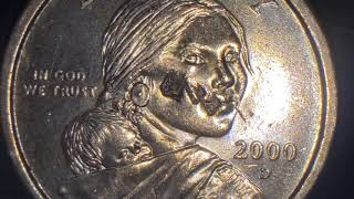 2000 D SACAGAWEA US DOLLAR COIN WITH STRANGE MINT DAMAGE OBVERSE