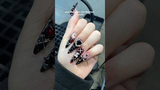 Cute goth Halloween nails ☠️♥️ #nailart #halloweenwithshorts #gothic #naildesign #vlog #shorts