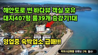 [#626]바닷가 해안도로변 바다조망 객실보유, 객실수39개, 승강기1대, 영업중 숙박업소 급매