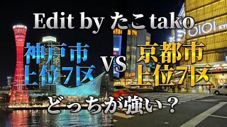 神戸市上位7区VS京都市上位7区！歴史の要所対決…勝敗はいかに…#地理系 #地理系を救おう #都市比較 #countrycomparison