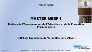 Présentation du master MEEF1 Professeur des écoles