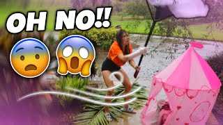 MY CRAZY LLAMAS GO CAMPING DURING A HURRICANE !! WHAT HAPPENS !?