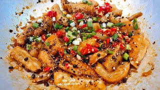cách làm LƯỜN CÁ HỒI KHO TIÊU đơn giản thơm ngon - Hữu Quốc món ngon dễ làm