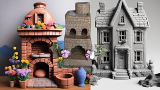 Build Most Modern Miniature Clay House With National Food Truck | Tea Set | garden Slide