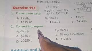 CONVERT INTO PAISE a) ₹1600 | b) ₹59.50 || CONVERT INTO RUPEES a) 825 p | b) 4800p