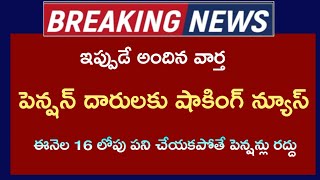 పెన్షన్ దారులకు ఈనెల 16 లోపు ఈ పని చేయకపోతే... పెన్షన్లు రద్దు..??! ప్రభుత్వం కీలక ప్రకటన..!!