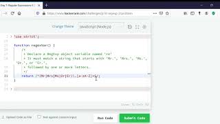 Day 7 Regular Expressions II HackerRank JavaScript