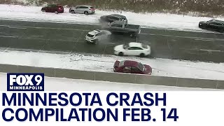 MN crash compilation after Valentine's Day snow