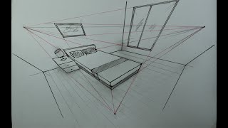 How To Draw a Simple Bedroom in 3 Point Perspective